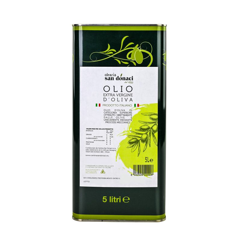 Olio Extravergine di Oliva  Olearia San Donaci 5L - Olive LECCINE/PESCIOLEN-0,4%